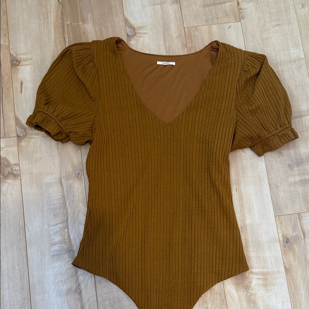 Tularosa Women's Brown Puff Sleeve bodysuit